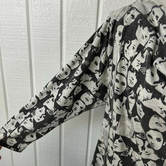 Papaya Retro Pop Art 3/4 Sleeve Cowl Neck Tunic Top Mini Dress Women Black Small - Picture 3 of 7